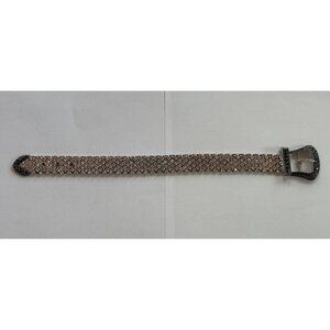 Size 7.5 Adjustable Unbranded Sterling Silver Belt Bracelet w/White & Black Gems